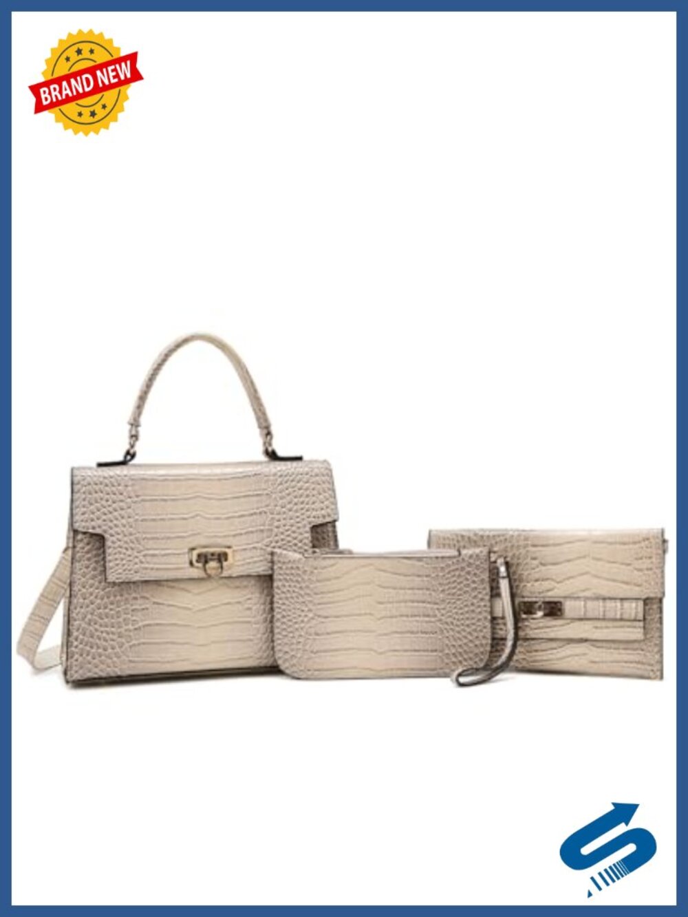 Women's PU Leather Satchel Set with Crossbody Strap